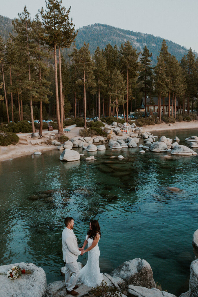 Husband wife at sand harbor state park nevada